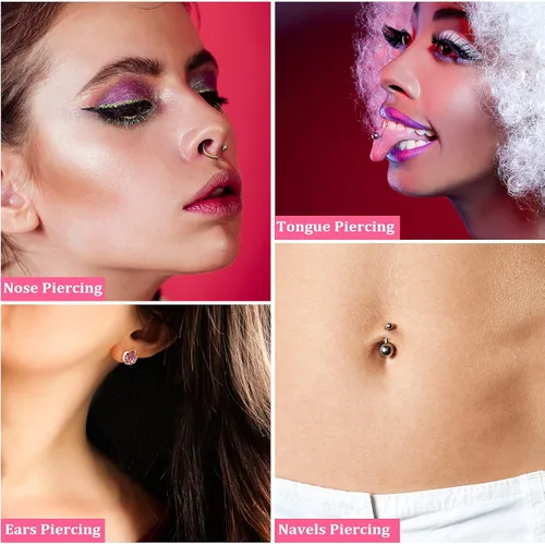 Vista 6 de Kit de 158 piezas de piercing de oreja, herramienta desechable para perforación de oreja, herramienta de perforación de oreja para el cuerpo, oreja