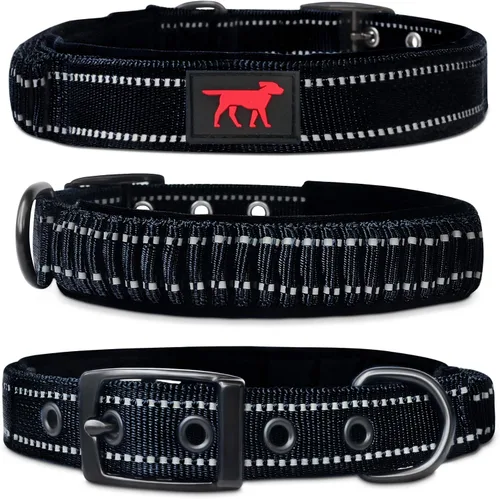 Vista 15 de Tuff Pupper Collar de perro resistente con asa Collar de nailon balístico resistente Collar de perro reflectante acolchado con hardware