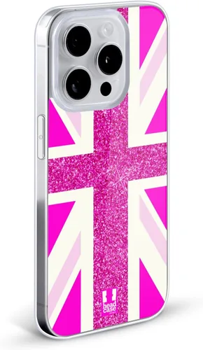Vista 2 de Head Case Designs Funda de gel suave de la colección Union Jack con purpurina fucsia compatible con Apple iPhone 13 Pro Max