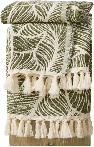 Vista 13 de DOWN HOME Manta de algodón de felpilla para sofá, manta bohemia ligera para cama, sofá, silla, sala de estar, exterior, manta decorativa de tejido