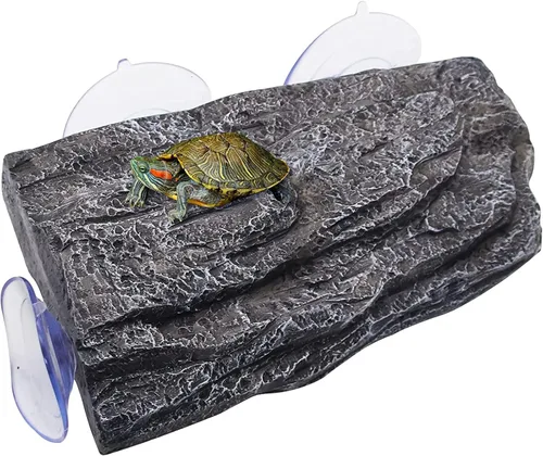 Vista 7 de BigTron Plataforma flotante de tortuga – Decoración de corteza artificial, ideal para acuarios, tanques de peces de terraza, 3 ventosas incluidas