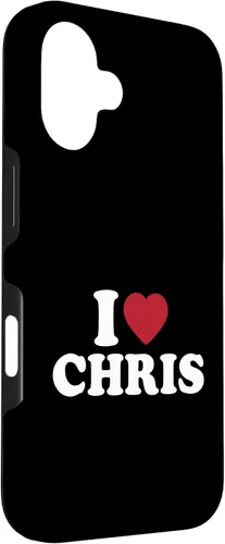 Vista 3 de Funda con corazón rojo para iPhone 16 I Love Chris, I Heart Chris