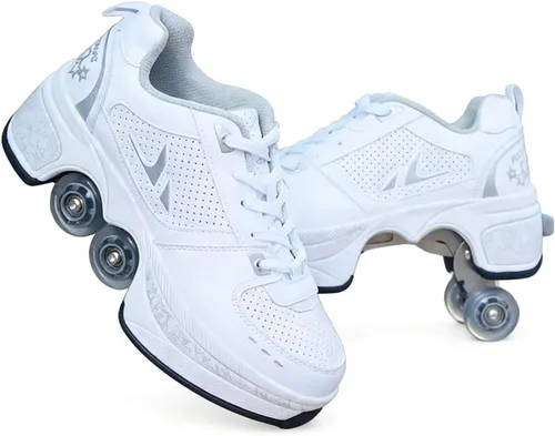 Vista 26 de 2-in-1 Roller Skates & Sneakers with Retractable Wheels - Convertible Lightweight Outdoor Fitness Shoes for Women, Men & Children - Unisex Kick