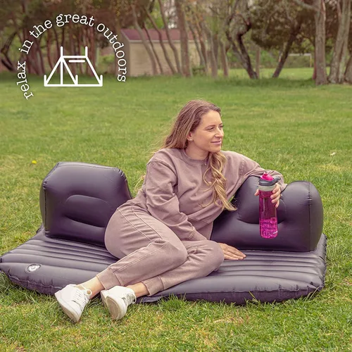 Vista 7 de ZONETECH IZone Tech - Colchón inflable de viaje para automóvil, asiento trasero, cama de campamento con 2 almohadas y kit de bomba universal