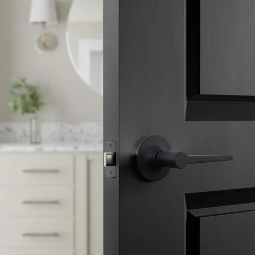 Vista 6 de Amazon Basics Manchester Palanca de Puerta - Paso (Sin Llave) - Negro Mate, Paquete de 1