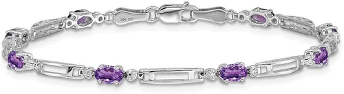 Vista 3 de FB Jewels - Pulsera de oro blanco de 14 quilates con diamantes y amatista