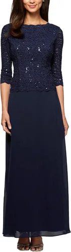 Vista 16 de Alex Evenings Vestido de una pieza con cuerpo de encaje elástico de mangas 3/4 para mujer Bordado de orquídea ahumada