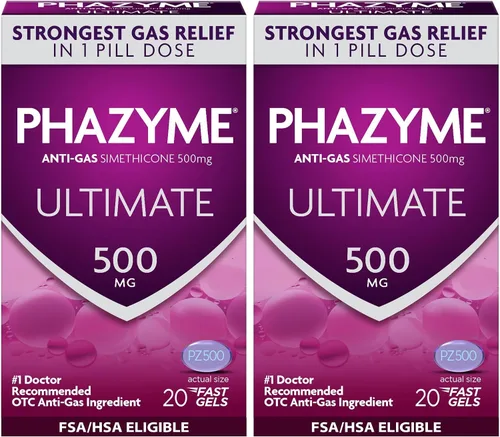Vista 10 de Phazyme - Alivio máximo para los gases y la hinchazón, 250 mg de simeticona, 12 cápsulas blandas
