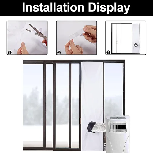 Vista 4 de Kit de paño de ventilación portátil para ventana de aire acondicionado, sello de ventana de aire acondicionado, ventilación universal de CA