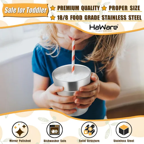 Vista 8 de HaWare Vasos de acero inoxidable para niños pequeños, 6 onzas, 4 paquetes