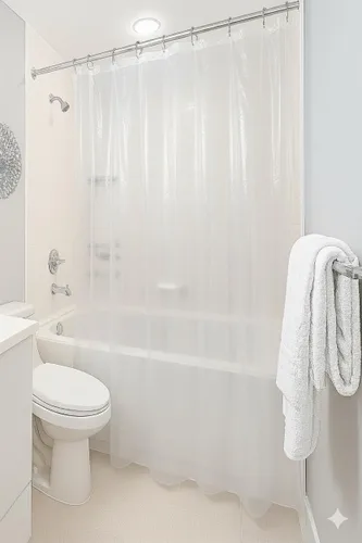 Vista 5 de Dependable Industries inc. Essentials Cortina de ducha magnetizada para baño con ojales de metal impermeable (beige)