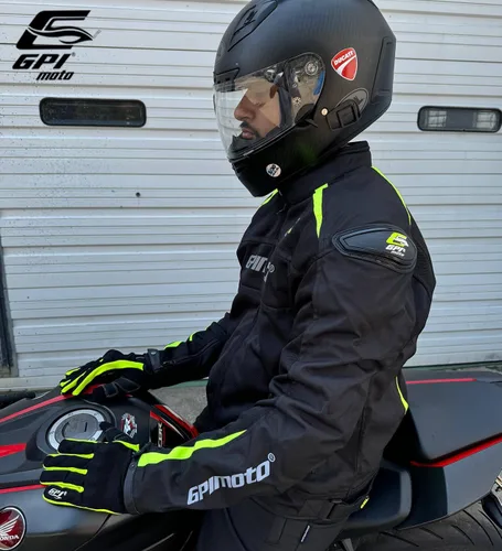 Vista 2 de GPI MOTO Chaqueta de motocicleta de malla para hombre - Chaqueta de motocicleta de verano Cordura 600D, armadura CE, hombreras - Sin forro térmico