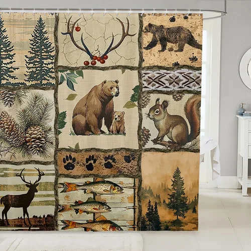 Vista 16 de Castle Fairy Cortina de ducha geométrica bohemia tribal exótica para baño, juego de cortina de ducha para niños y adultos, cortina de baño retro