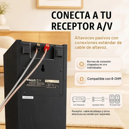 Vista 8 de Klipsch R-41SA - Juego de 2 altavoces potentes y detallados para el hogar, color negro Use on compatible tower or bookshelf speakers for reflected