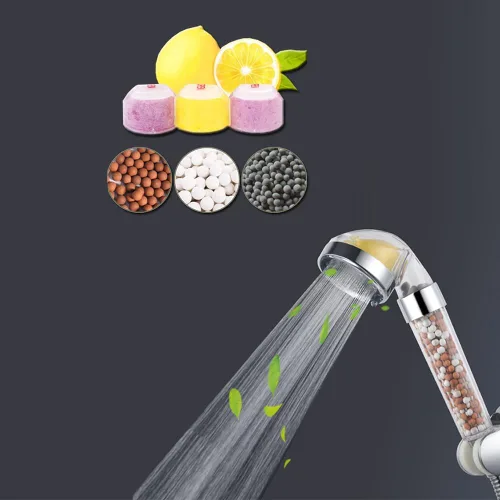 Vista 5 de AYI Cabezal de ducha de mano de alta presión filtrado con vitamina C con soporte y manguera de metal, purificador de agua dura, filtro de fluoruro