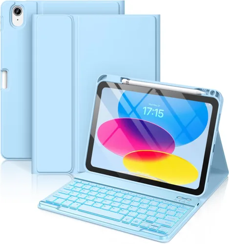 Vista 23 de Hamile Funda para iPad de 11ª y 10ª Generación con Teclado - Funda de Teclado Folio Inalámbrico Desmontable con Retroiluminación de 7