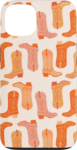 Vista 7 de Cowboy Boot Illustration Preppy Western in Orange Case for iPhone 17
