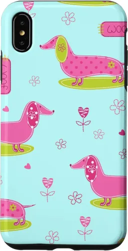 Vista 10 de Funda para iPhone 13 Dachshund Pattern turquoise Flowers Weiner Dog Lover