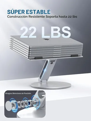 Vista 9 de YICOSUN - Soporte para computadora portátil para escritorio, soporte de computadora ajustable en altura giratoria de 360°, elevador ergonómico