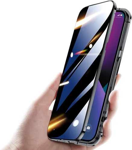 Vista 13 de Funda antimiradas con cerradura para iPhone 13 Pro, funda magnética de vidrio con protector de lente de cámara integrado, protector de pantalla