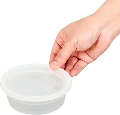 Vista 7 de Restaurantware -Asporto - Cajas para llevar de 8 onzas, 25 recipientes redondos para sopa para microondas - Tapas de plástico transparente