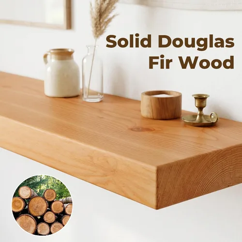 Vista 3 de Estantes flotantes de 20 pulgadas para pared, estante flotante de madera maciza de alta gama con soporte invisible resistente, estantes de pared