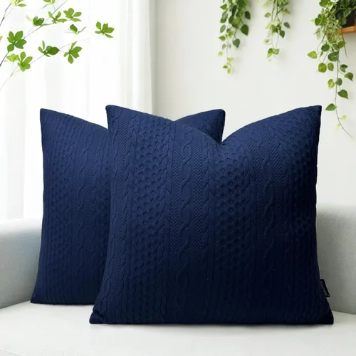 Vista 17 de Booque Valley Paquete de 4 fundas de almohada azules de 18 x 18 pulgadas, fundas de almohada decorativas de verano para sofá, estilo campestre