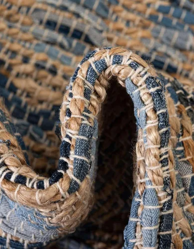 Vista 6 de Unique Loom Chindi Jute Collection - Alfombra de área (1 pies 2 pulgadas x 6 pies 1 pulgada, camino de mesa, azul marino)