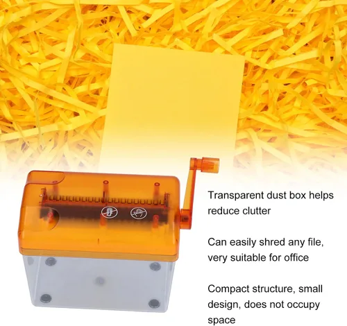 Vista 3 de Papel de mano manual, papel de manivela, capacidad de 1 litro de corte recto, mini herramienta de corte de papel de documentos manuales (naranja)