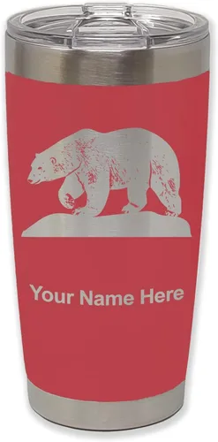 Vista 23 de LaserGram Vaso aislado al vacío de 20 onzas, oso polar, grabado personalizado incluido (negro)