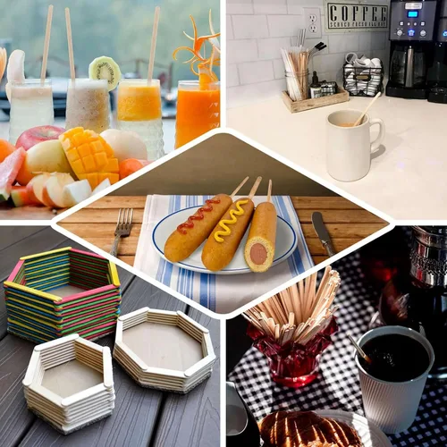Vista 4 de Efavormart - Paquete de 5000 agitadores de café desechables redondos clásicos de madera de abedul de 4 pulgadas