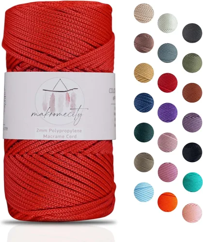 Vista 50 de Makromecity, Cordón de macramé de poliéster de 2 mm x 38 metros (125 yardas) 2 mm de polipropileno, cordón de macramé para crochet, bolsa