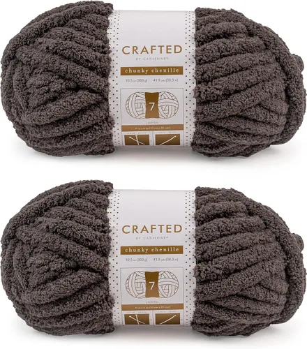 Vista 17 de Crafted By Catherine Hilo de Chenille Grueso - Paquete de 2 (8 oz / 227 g, 31.7 Yardas Cada Madeja), Beige, Calibre 7 Jumbo