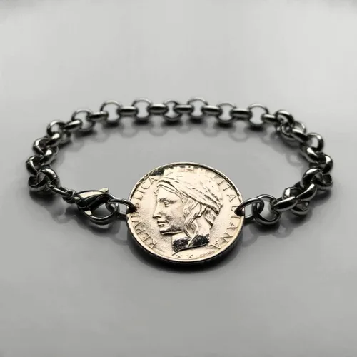 Vista 3 de 1993 Italia 100 Lire moneda rolo link pulsera italiana Turrita Roma Florencia Venecia Milán Napoli Verona Torino Génova Bolonia Siena Ancona Palermo