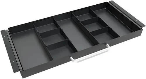 Vista 8 de Cajón de lápices deslizable de gran tamaño para debajo del escritorio, color blanco, con diseño de divisor de espacio ajustable para almacenar