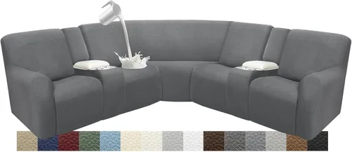 Vista 52 de Fundas impermeables de sofá reclinable modular para sofás reclinables, lavable en forma de L, para perros, fundas elásticas para sofá reclinable