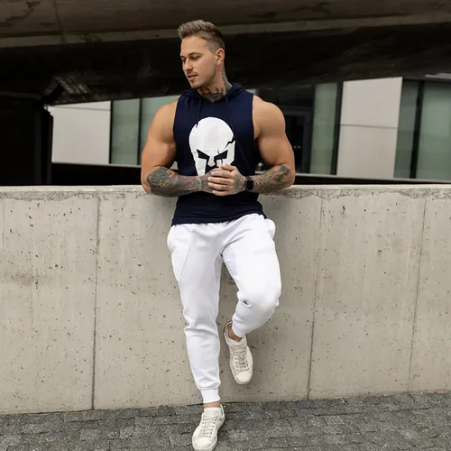 Vista 4 de MECH-ENG Pantalones de correr cónicos para hombre, entrenamiento de culturismo, pantalones deportivos ligeros de secado rápido con bolsillos