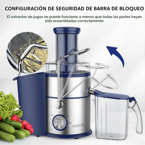 Vista 6 de Exprimidoras Centrífugas KOIOS de 1300W, Extractor de Jugo con Conducto de Alimentación Extra Grande de 3 Pulgadas, Motor de Cobre Completo, Filtro