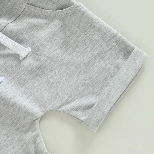 Vista 77 de Conjunto de ropa casual de manga corta con botones y pantalones cortos de lino para bebés y niños pequeños