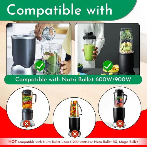 Vista 11 de Vasos de licuadora de repuesto para licuadora Nutribullet de 18 onzas con tapa, compatible con Nutribullet 600 W 900 W licuadora exprimidor