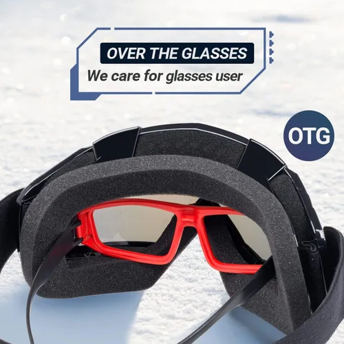 Vista 4 de Braylin Gafas de esquí para adultos, paquete de 2 gafas de snowboard para jóvenes, adolescentes, hombres y mujeres, gafas de moto de nieve de visión