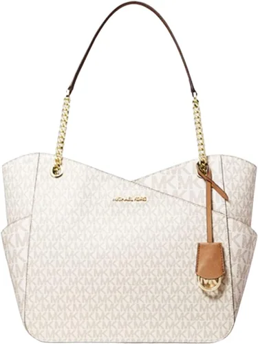 Vista 6 de Michael Kors Jet Set Bolso de hombro con cadena grande (VANILLA Multi), Vainilla Mk Signature