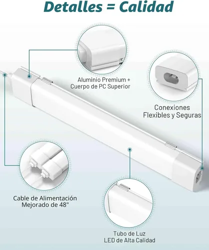 Vista 2 de WNSNOU Lámpara de Tubo LED con Enchufe, Luz Utilitaria de Tienda de 1.4 pies, 1800 LM, 5000 K, Luz de Gabinete Enlazable para Garaje, Cocina, Baño