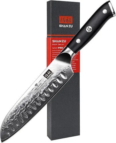 Vista 12 de SHAN ZU Chef Knife, 8 Inch Damascus Steel Knife Cuchillo de chef martillado