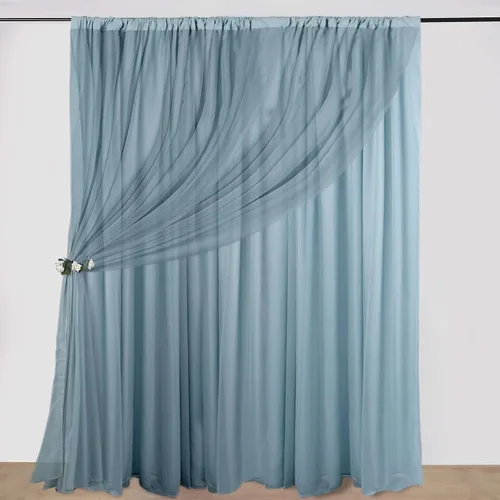 Vista 16 de Efavormart - Telón de fondo de gasa de poliéster de doble capa marfil de 20ftx10ft con bolsillos para barra Efavormart