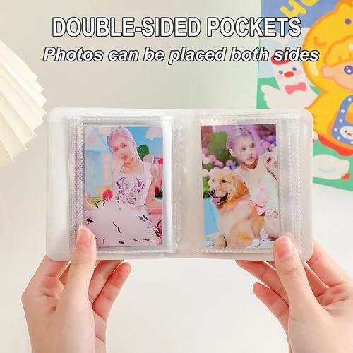 Vista 6 de Mini álbum de fotos de 40 bolsillos, soporte para tarjetas fotográficas Kpop de 3 pulgadas, carpeta pequeña para tarjetas fotográficas, carpeta