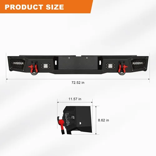 Vista 4 de Conjunto de parachoques delantero y trasero UTVJATV de acero resistente Compatible con camiones Tun-dra 2000-2006 para todoterreno con placa