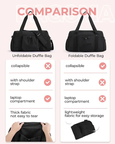 Vista 7 de BAGSMART Bolsa de fin de semana para mujer, bolsa de viaje con bolsa de zapatos para viajes, 26L para el aeropuerto, bolsa de mano para gimnasio