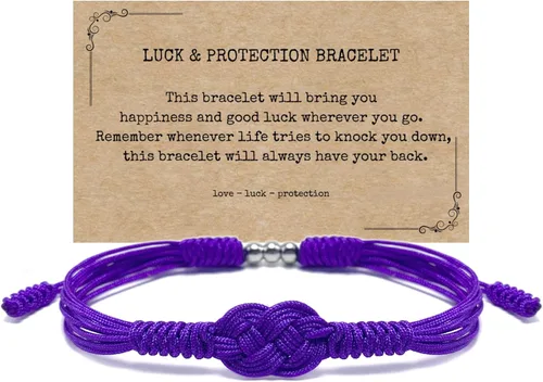 Vista 14 de Pulsera de protección infinita, pulsera tibetana Forever Lucky and Safe de varios colores, pulsera de cuerda de surfista para hombres, mujeres