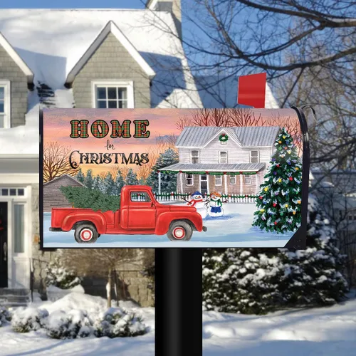 Vista 2 de Briarwood Lane Hogar para la cubierta magnética del buzón de la Navidad Rojo Pickup Truck Tree Standard